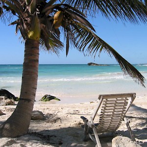 A beach on the Caribbean, south of Tulum. Need we say more? <a href=></a>