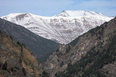 Pyrenees Mountains, whose rugged physical landscape contributed to the isolation of the Basques. <a href=></a>