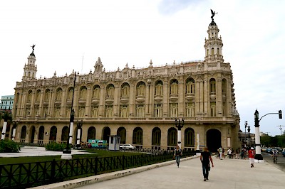 Daylight shot of the exterior of the Gran Theater (Alicia Alonzo Theater) where President Obama gave his address to the Cuban people. <a href=></a>