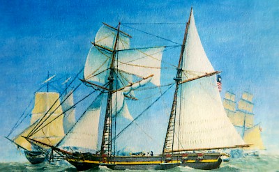 The last battle of the Invincible under attack by two brigs of the Mexican Navy near Galveston Bay. <a href=></a>